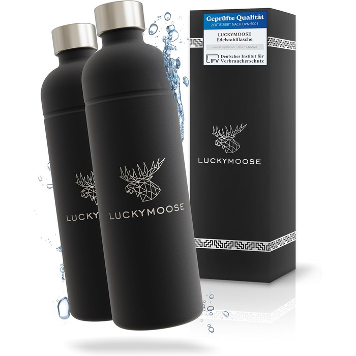 Пляшка для апаратів газування води 1,25 л, набір 2 предмети, чорний Luckymoose