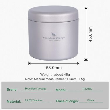 Безмежна подорож Titanium Tea Caddy Canister Зовнішня портативна консервна банка для кавових приправ (YTI3208D)