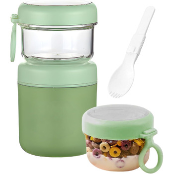 Стаканчик для пластівців 860 мл із складаною ложкою, зелений NEXROLA