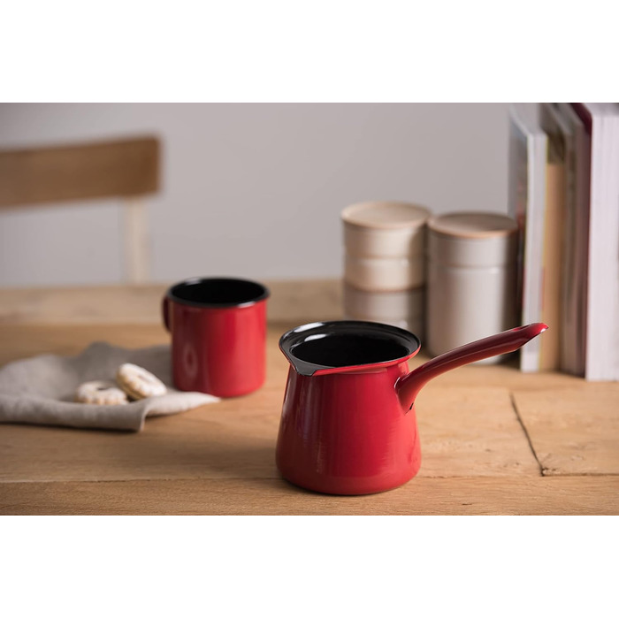 Чайник-флейта Plus, CLASSIC - КОЛІР ЧЕРВОНИЙ, діаметр 18 см, висота 21,7 см, ємність 2 літри, емальована, емальована 3 рази, червоний/чорний, індукційний 21,7 см Червоний, 0543-020