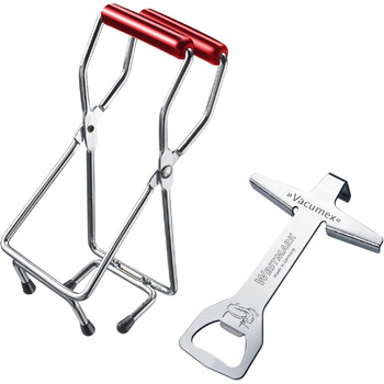 Набір Westmark, 2 шт. 1 відкривач гвинтової кришки 1 підйомник скла, високоякісний пластик/сталь, Vacumex, сріблястий/червоний, 105322E6 Установчий гвинтовий відкривач кришки підйомник скла