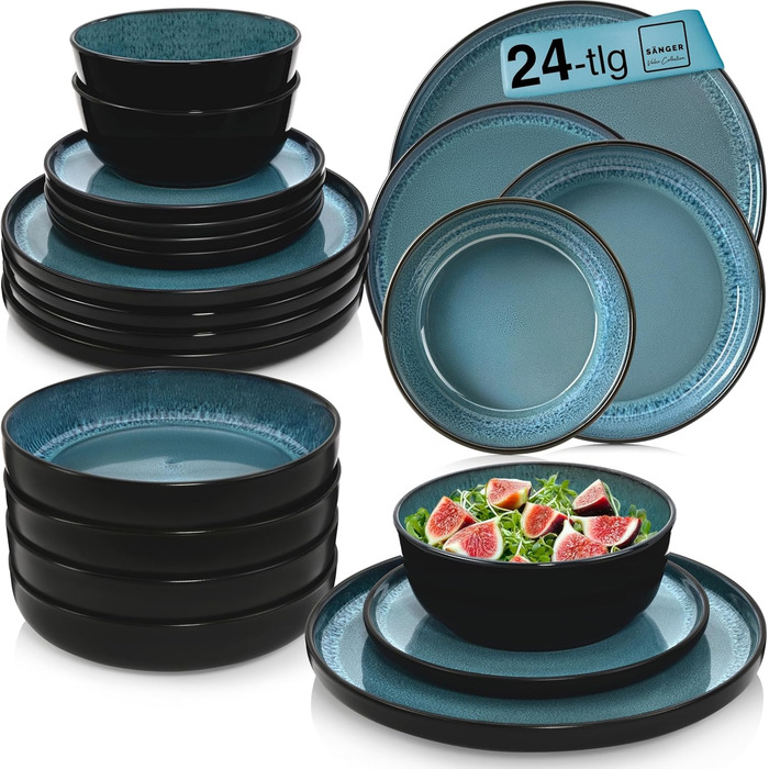 Кам&39яні миски для пасти 6 предметів, набір мисок для пасти на 6 осіб, набір мисок можна мити в посудомийній машині та мікрохвильовій печі, велика багатофункціональна миска темно-сірого кольору 750 мл VALUE COLLECTION (Vigo, набір посуду з 24 предметів)