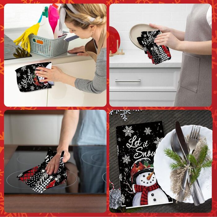 Набір з 2 різдвяних кухонний рушників 43 x 66 см, чорний YUNHENTONG