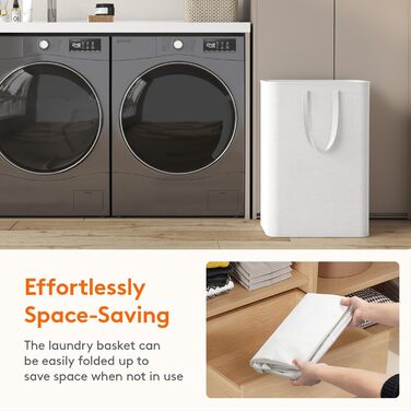 Кошик для білизни Lifewit з 2 предметів 80 л Мішок для білизни, Ящик для білизни Контейнер для білизни Збірник білизни Комод для білизни Кошики для білизни для квартири, гуртожитку, каравану Пральня, білий 2 x 80 л