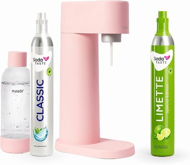 Набір для газування води, 4 предмети, класик + лайм, рожевий Mysoda Woody SodaTASTE