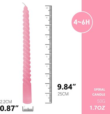 Набір з 4 конічних спіральних свічок 2,2 x 25 см, рожевий мікс Love Topsics