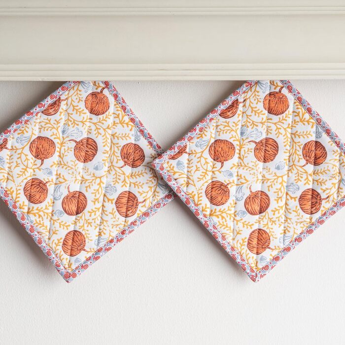 Рукавички для духовки Maison d&39 Hermine, підставки для каструль, 100 бавовна, термостійкі кухонні рукавички, рукавички для духовки (19 см x 33 см) та підставки для каструль (20 см x 20 см) для приготування їжі, Морзін - рукавички для духовки (19 x 33 см