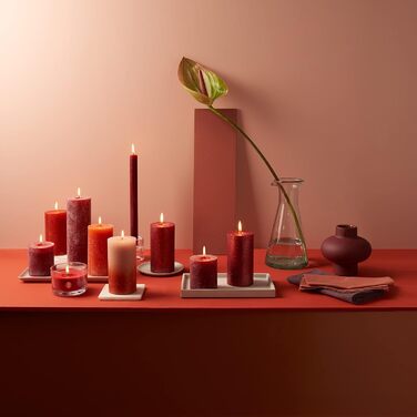 Свічка Bolsius Rustic Pillar XXL - 3 шт. и - 10 x 10 см - Декоративні побутові свічки - Час горіння 62 години - Без запаху - Містить натуральний рослинний віск - Без пальмової олії (червона)