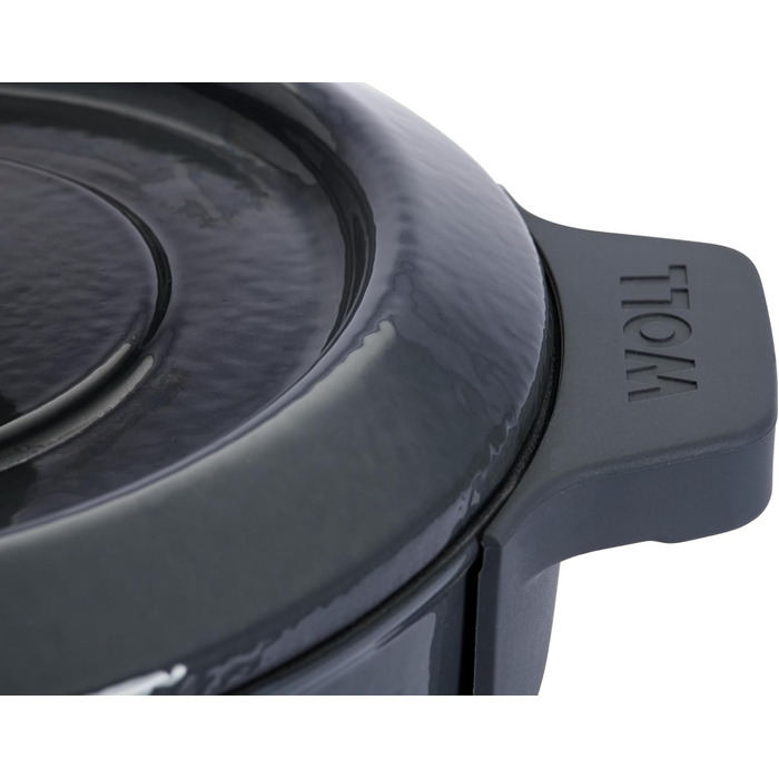 Чавунна каструля Ø 24 см, синього кольору, з кришкою та силіконовими ручками емальований чавун, підходить для індукції та духовки для всіх типів плит Ø 24 см, висота 11 см, 4,2 літра (сіра, Ø 20 см, 11 см, 2,8 літра)