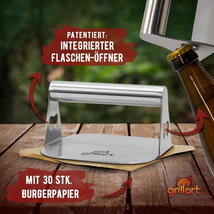 Прес для бургерів 14 см, нержавіюча сталь Grillart