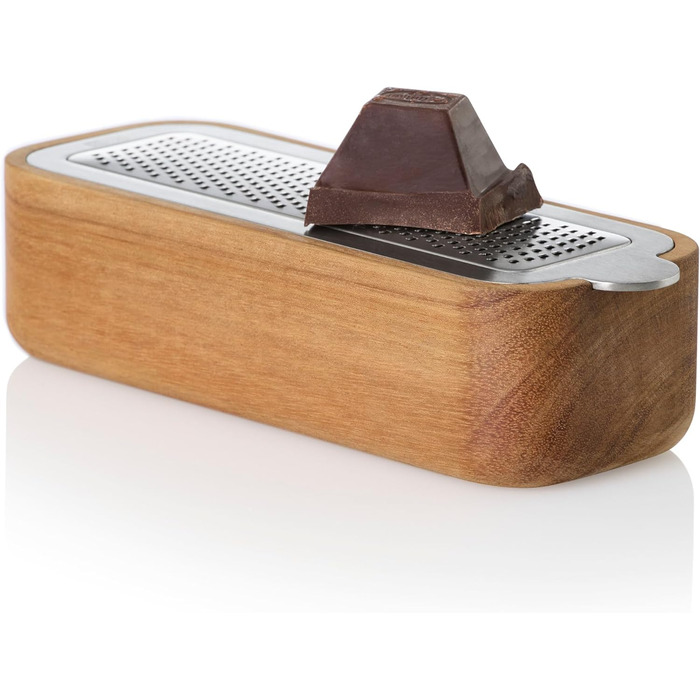 Терка дрібна з дерев'яним контейнером для збору, прямокутна, срібляста AdHoc