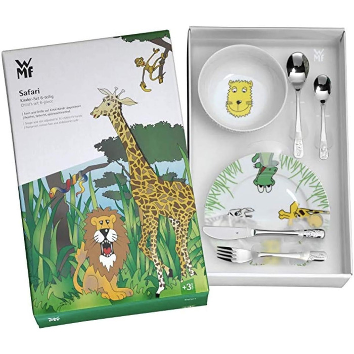 Детские столовые приборы Сафари с миской и тарелкой, 6 предметов WMF