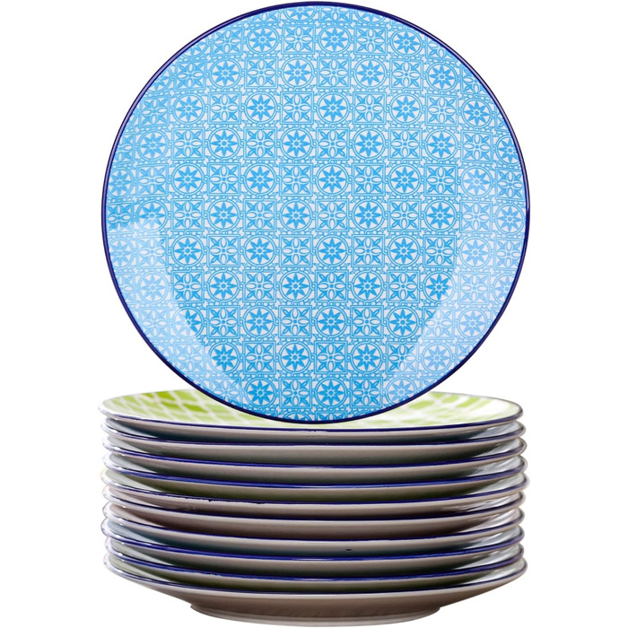 Тарілка десертна ванкассо порцеляна, 12 шт. Тарілка для торта кольорова, макарон Ø 21,5 см Тарілка плоска для сніданку Макарони 12 шт. тарілка для торта