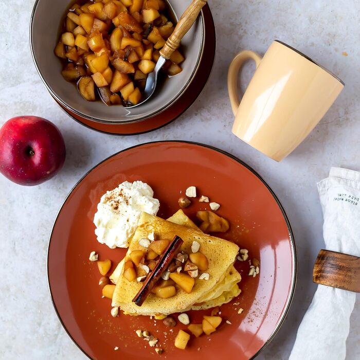 Современный набор посуды на 4 персоны с ободком цвета латуни, комбинированный набор из 16 предметов в форме купе без ободка, красочный, керамогранит, природа, 931871 Metallic Rim