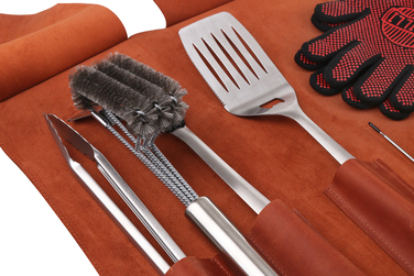 Скрутка-органайзер для аксессуаров барбекю кожаная GRILLI