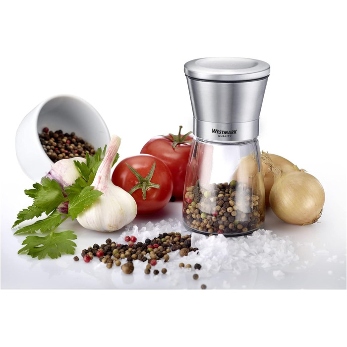 Дисплей Westmark, Вміст 6 дозаторів, Ємність 190 мл кожен, Скло/Нержавіюча сталь/Пластик, Прозорий/Чорний/Сріблястий, 63592611 (Млин для спецій, 2 шт. и, Прозорий/Сріблястий/Чорний)