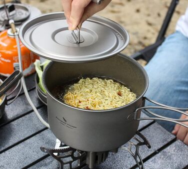 Наружная титановая посуда 1,4 л 1,6 л 2,4 л Кастрюля для соуса Голландский горшок для 1-3 человек Легкий портативный дорожный горшок Кухонный набор Туристическое снаряжение (горшок 1600 мл M-ti2107C)