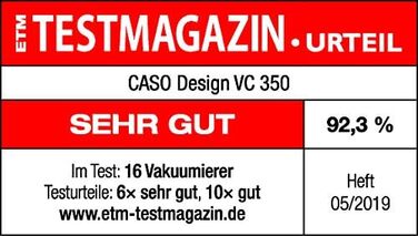 Вакуумний пакувальник CASO VC300 - вакуумний пакувальник, їжа в 8 разів довша свіжа, подвійний зварний шов, регульована міцність вакууму, в т.ч. коробка з фольги, різак, 2 професійні рулони фольги, шланг для вакуумного контейнера (одинарний, з нержавіючої