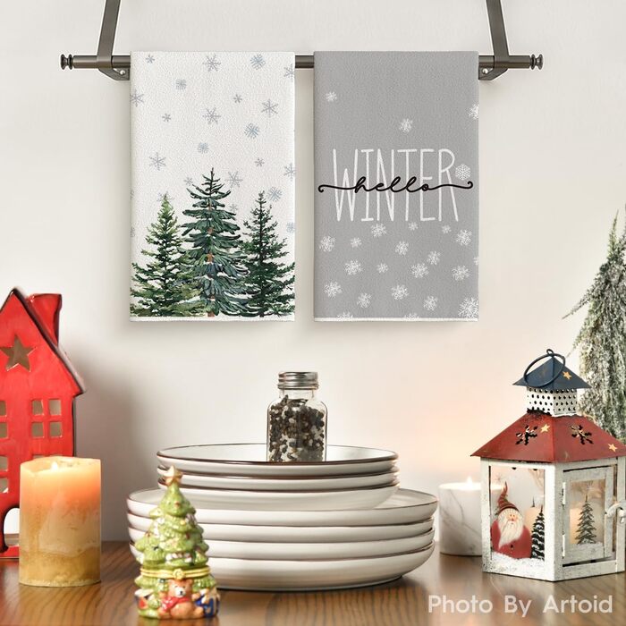Набір з 2 кухонних рушників, сезонна прикраса Hello Winter, 42x65 см Artoid Mode