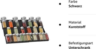 Організатор для спецій розсувний пластиковий, 30-60 см, чорний ionlyou