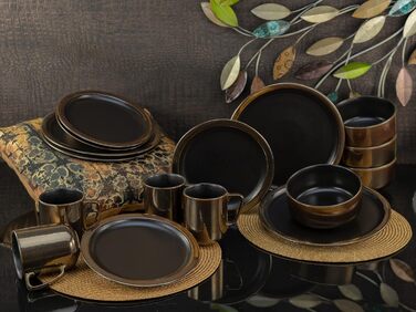 Набір посуду на 4 персони, 16 предметів, чорний/золотистий Modern Industrial Creatable