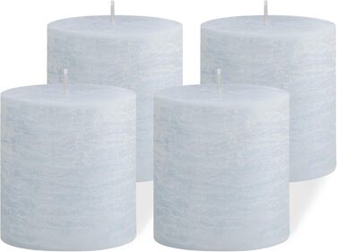Набір із 4 свічок-стійок Brandsseller 7 x 10 см фарбовані та виготовлені з парафіну сільські свічки з тривалим часом горіння декоративні свічки для прикраси столу, Різдва та вечірок (7 x 7,5 см набір із 4 шт. , світло-блакитний)