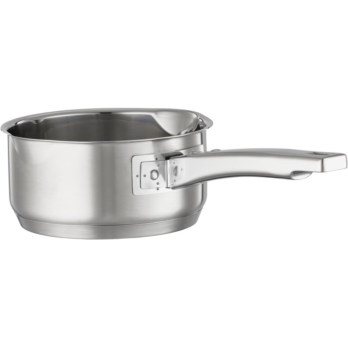 Форма для запікання RSLE EXPERTISO, універсальна ємність для приготування їжі з нержавіючої сталі 18/10, скляна кришка, внутрішня вага, підходить для індукційних плит, можна мити в посудомийній машині, срібляста (16 см, каструля)