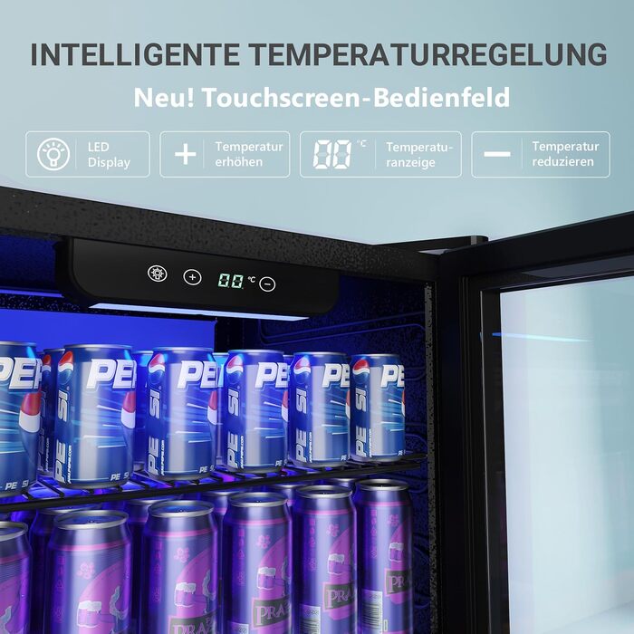 Міні-холодильник зі скляними дверцятами 37 л чорний EUHOMY