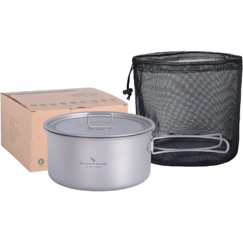 Відкритий титановий посуд 1,4 л 1,6 л 2,4 л Горщик для соусу Голландський горщик для 1-3 осіб Легкий портативний туристичний горщик Набір для приготування їжі Туристичне обладнання (1600 мл Pot M-ti2107C)