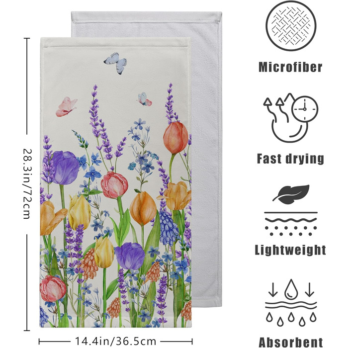 Різдвяні кухонні рушники Kwlegh, рушник для рук, різдвяна ялинка, цукерка-тростина, сніжинка, рушник для пальців, набір з 2 шт. , милий чоловічий банний рушник, високопоглинаючі рушники, 36 x (тюльпан і лаванда)