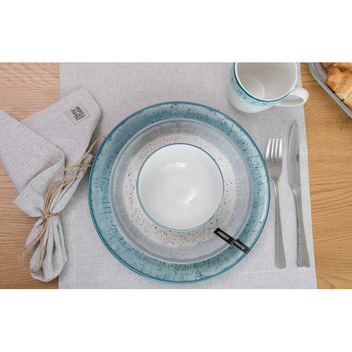 Тарілка обідня Ardesto Siena, 27см, порцеляна, біло-блакитний