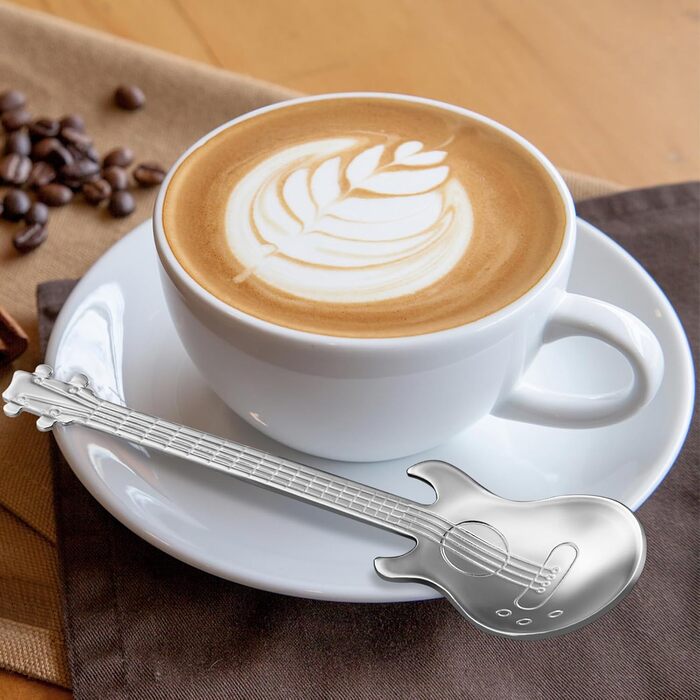 Матові чорні чайні ложки BEWOS, 16 шт. , ложки з нержавіючої сталі 13,7 см / 5,39 дюйма, чудова серія кавових ложок, десертні ложки, які можна мити в посудомийній машині, ідеально підходять для дому, ресторанів, вечірок тощо (кольорові ложки для гітари, 1