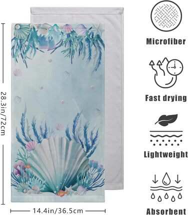 Різдвяні кухонні рушники Kwlegh, рушник для рук, різдвяна ялинка, цукерка-тростина, сніжинка, рушник для пальців, набір з 2 шт. , милий чоловічий банний рушник, високопоглинаючі рушники, 36 x (блакитна мушля морської зірки)