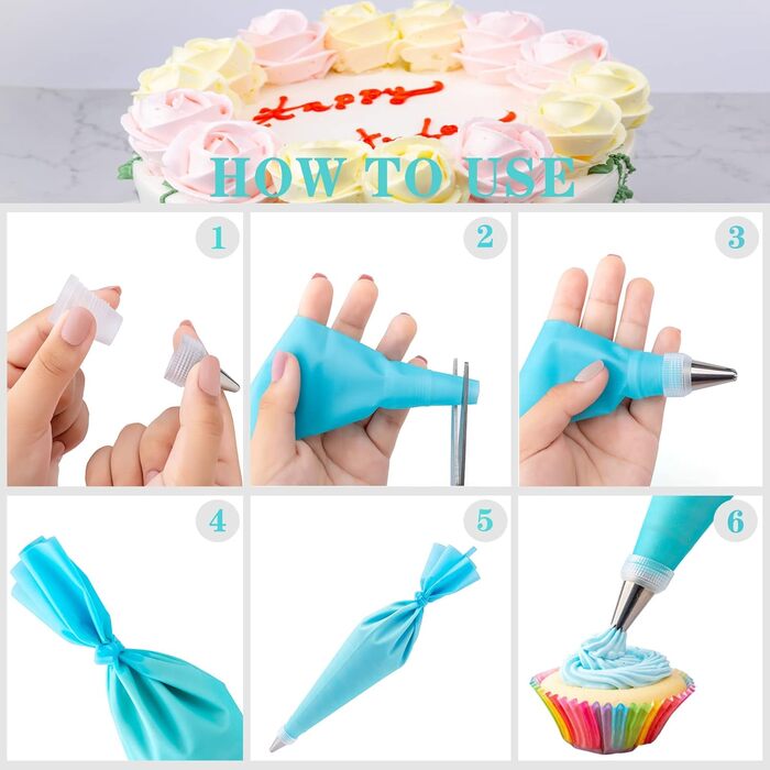 Набір аксесуарів для торта Nifogo, 356 предметів, аксесуари для випічки, аксесуари для декорування тортів з обертовою підставкою, кондитерські мішки, кондитерські насадки, шпателі для початківців (сріблясті)