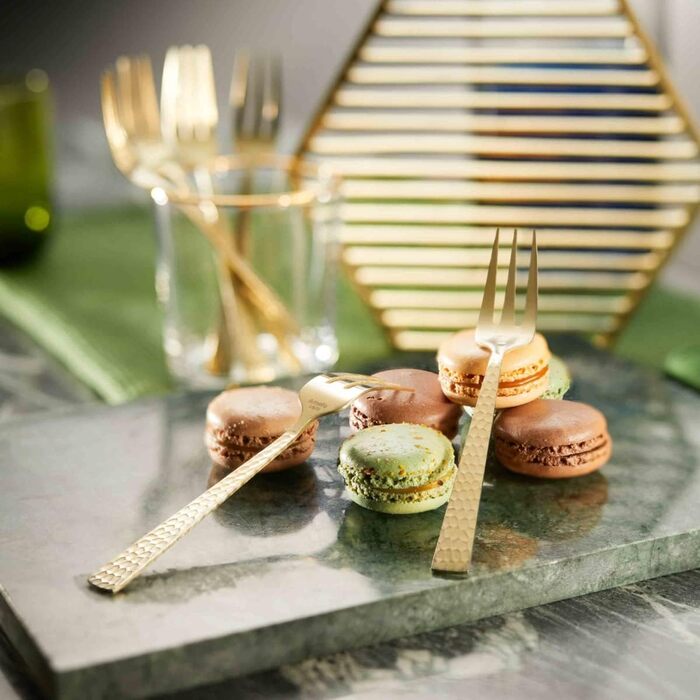 Набір столових приборів Amefa PVD Felicity, чорні столові прибори, столові прибори з 24 предметів чорні, для 6 осіб, нержавіюча сталь 18/0, сталь леза 13/0, ручка з молотком, з ножем, виделкою, ложкою та кавовою ложкою (виделки для торта, 6 шт. , шампансь