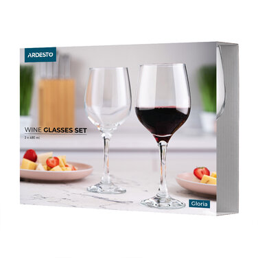 ARDESTO Набір келихів для вина Gloria 480мл, 3шт, скло, прозорий