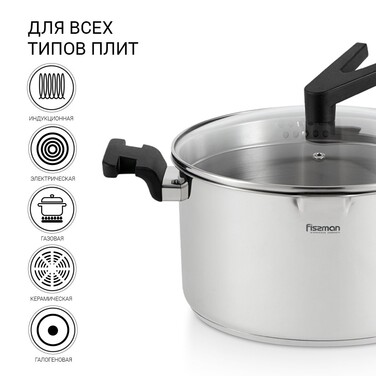 Каструля Fissman ELIZ 20x11 см/3,3 л. зі скляною кришкою нерж. сталь (5318)