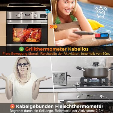 Термометр для м'яса, магнітний з таймером РК-дисплей 2 зонда MixcMax