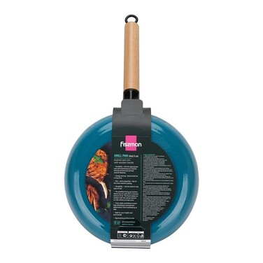 Кругла пательня-гриль Fissman з дерев`яною ручкою 24x3,5 см чавун (4045)