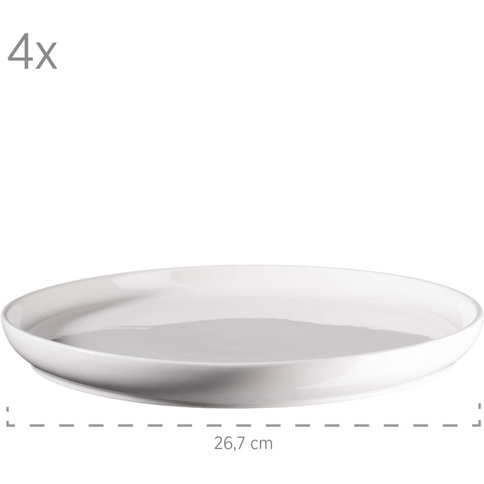 Серія Finaro, набір посуду для 4 осіб гастрономічної якості, скандинавський дизайн, комбінований сервіз із 16 предметів, міцна порцеляна, (білий), 931618