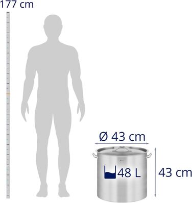 Індукційна каструля Royal Catering Ø 32 см з кришкою Каструля з нержавіючої сталі Індукційна каструля Індукційна каструля Каструля з нержавіючої сталі (48 л)