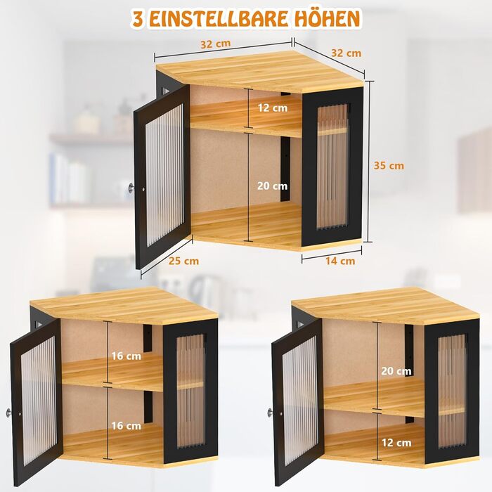 Хлібниця кутова бамбукова з 2 рівнями 32 x 32 x 35 см EXABANG