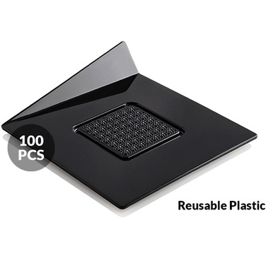 SET 100 BLACK TRAYS - SQUARE 83X83 MM Набір підставок під десерти 100 шт. 83x83 мм