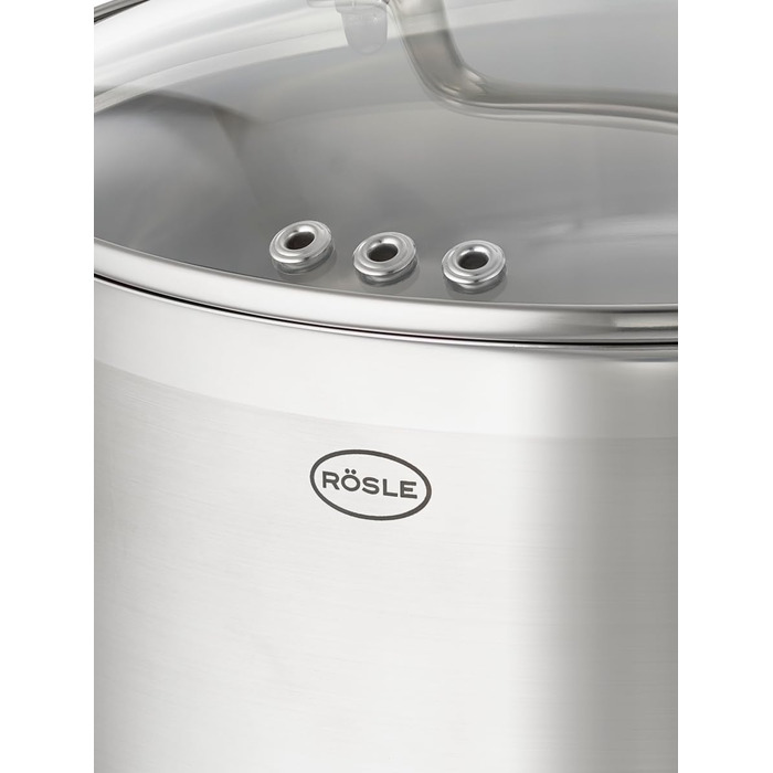 Універсальний набір каструль RSLE CHARM високої якості з 3 каструлями та 1 каструлею, нержавіюча сталь 18/10, скляна кришка, внутрішня вага, підходить для індукційних плит, можна мити в посудомийній машині (16 см, каструля)