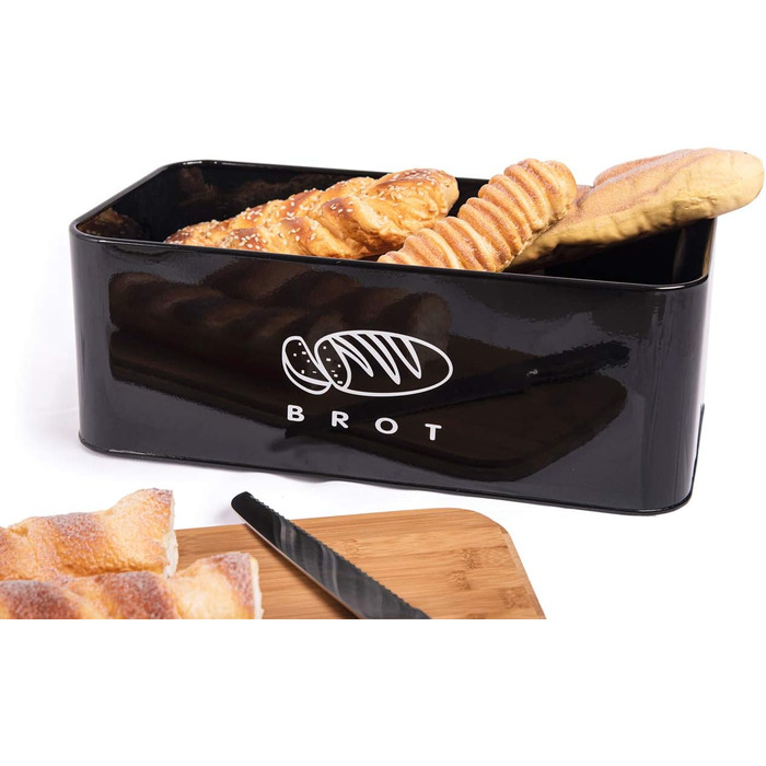 Хлібниця з кришкою 42 х 23 х 16 см чорний Theo&Cleo