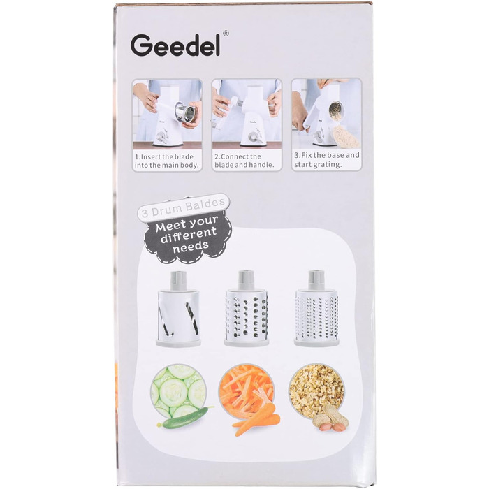 Терка для сиру/овочів із 3 знімними лезами білий Geedel