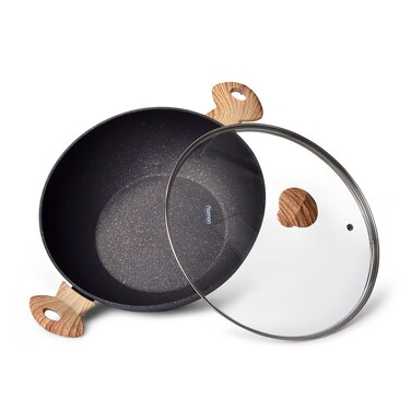 Сковорідка ВОК Fissman COSMIC BLACK 30х9 см 4800 з кришкою (4349)