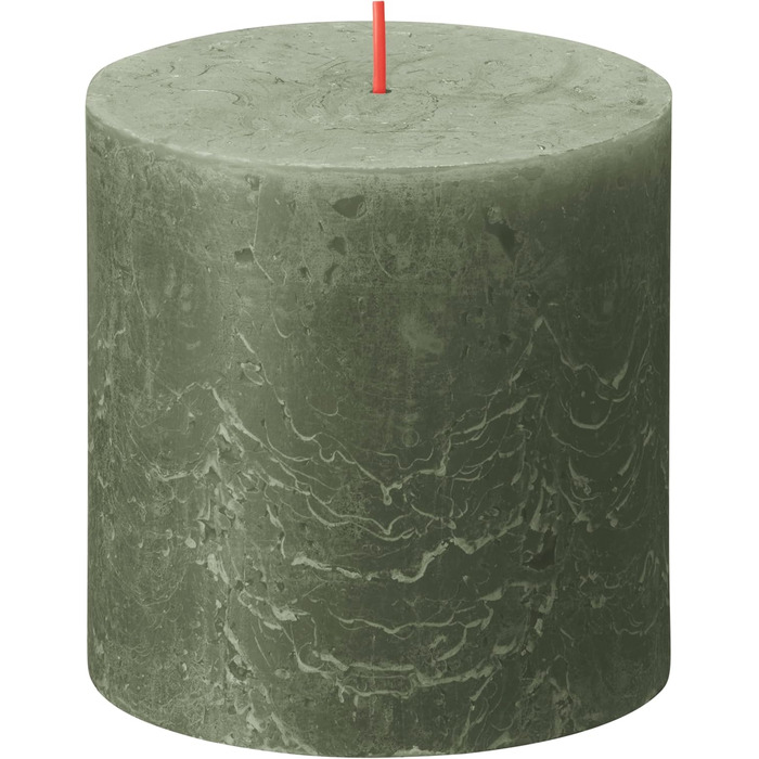 Свічка Bolsius Rustic Pillar XXL - 3 шт. и - 10 x 10 см - Декоративні побутові свічки - Час горіння 62 години - Без запаху - Містить натуральний рослинний віск - Без пальмової олії (темно-зелена)