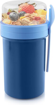 Стаканчик для пластівців 800 мл із ложкою, синій Acasimo