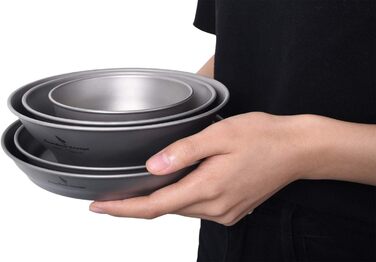 Мл Титановые миски Тарелка Сверхлегкая одностенная чаша Тарелка На открытом воздухе Кемпинг Посуда Кухонная утварь с сумкой для переноски Ti1107T (Ti1110T-5PCS/Set), 800